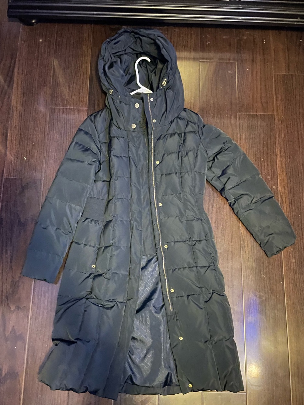 Cole Haan Long Hooded Puffer Coat - Black